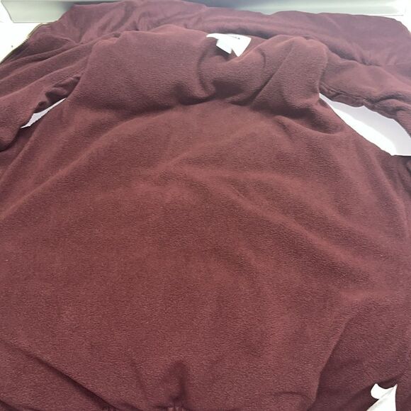 Old Navy Women’s Dark Red Zip Up Striped Puffer Vest with Pockets-Small - Picture 10 of 13